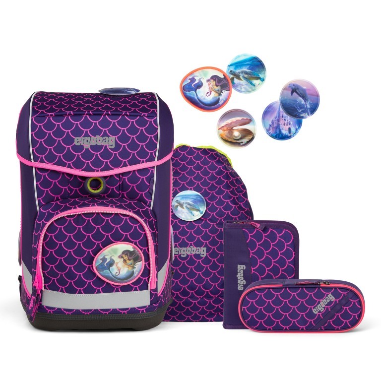 Schulranzen Cubo Light Set 5-teilig PerlentauchBär, Farbe: flieder/lila, Marke: Ergobag, EAN: 4057081077557, Abmessungen in cm: 25x40x20, Bild 1 von 10