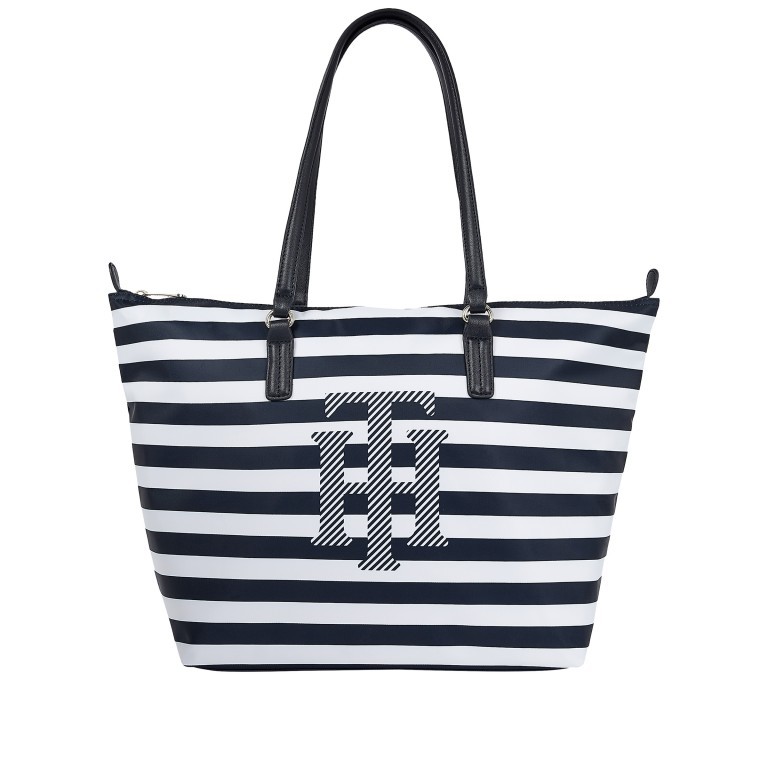 Shopper Poppy Tote Bag Navy Blue Stripes, Farbe: blau/petrol, Marke: Tommy Hilfiger, EAN: 8720116549409, Abmessungen in cm: 48x32x14, Bild 1 von 1