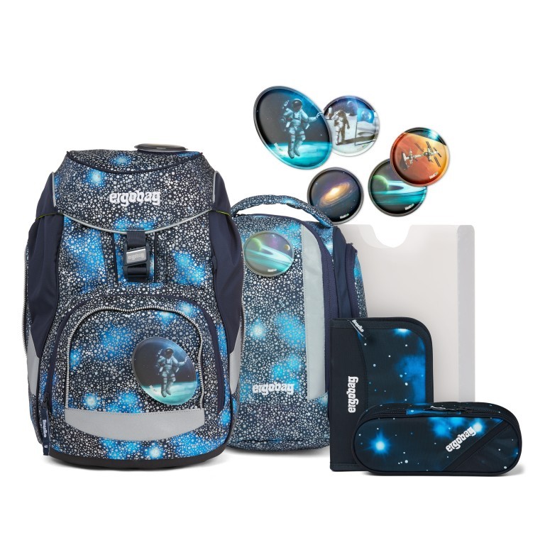 Schulranzen Pack Super Reflex Glow Set 6-teilig Modell 2022 Bär Anhalter durch die Galaxis, Farbe: blau/petrol, Marke: Ergobag, EAN: 4057081119417, Abmessungen in cm: 28x40x25, Bild 1 von 8