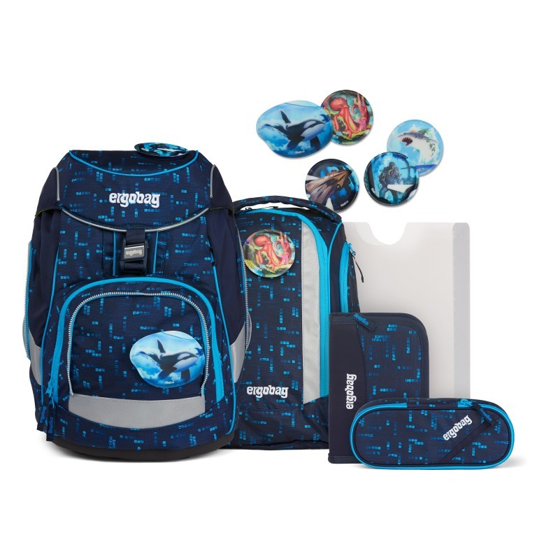 Schulranzen Pack Lumi Edition Set 6-teilig Modell 2022 TiefseetauchBär, Farbe: blau/petrol, Marke: Ergobag, EAN: 4057081119318, Abmessungen in cm: 25x35x22, Bild 1 von 15