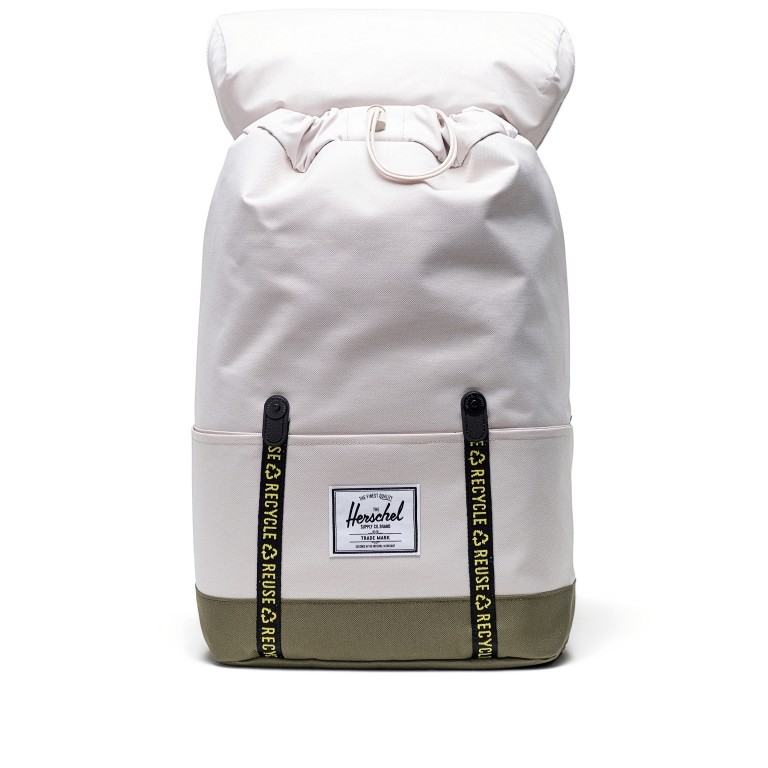 Rucksack Retreat Eco Rubber Straps Volumen 18 Liter Moonbeam Ivy Green, Farbe: beige, Marke: Herschel, EAN: 0828432533671, Abmessungen in cm: 34x46x12, Bild 2 von 5