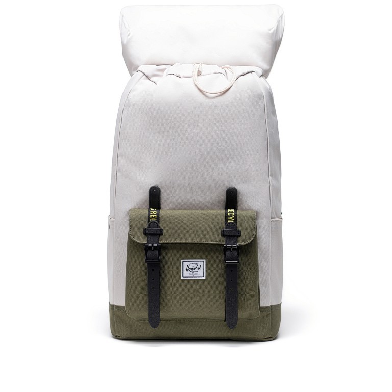 Rucksack Little America Eco Rubber Straps Volumen 23 Liter Moonbeam Ivy Green, Farbe: beige, Marke: Herschel, EAN: 0828432533695, Abmessungen in cm: 28x50x17, Bild 2 von 5