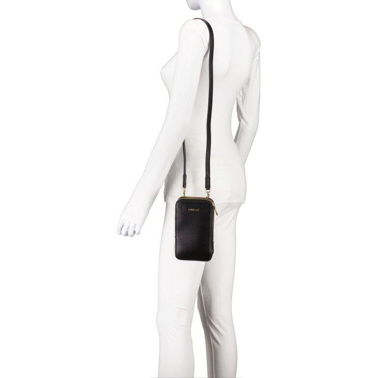 Handytasche / Geldbörse Saffiano Black, Farbe: schwarz, Marke: Guess, EAN: 7621826492973, Abmessungen in cm: 12x20x4.5, Bild 4 von 6