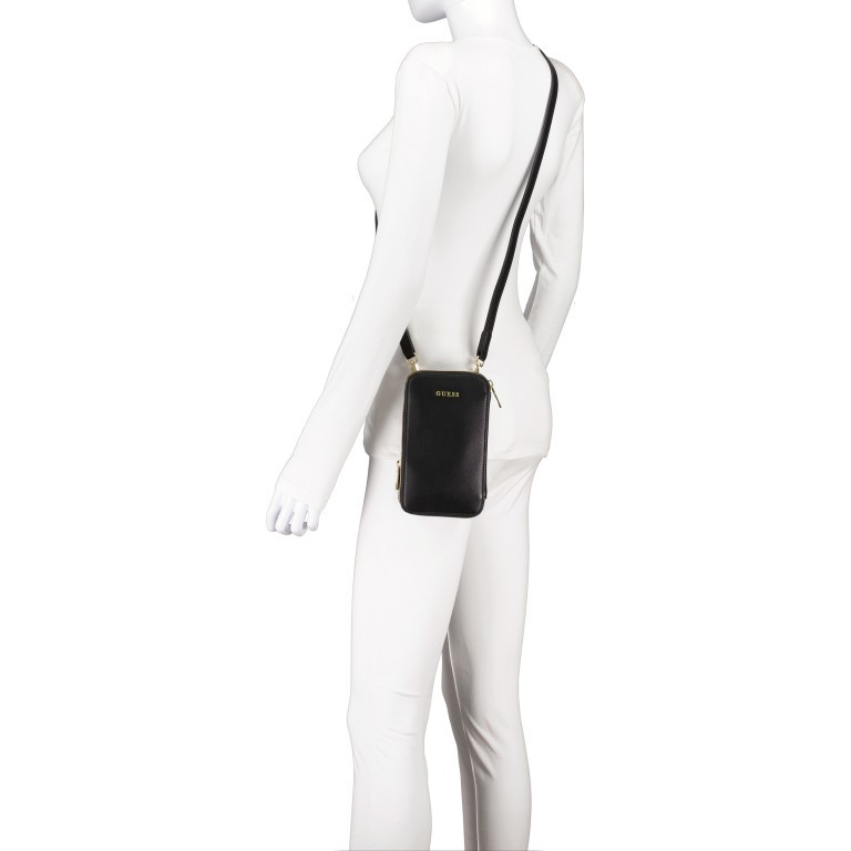 Handytasche / Geldbörse Saffiano Black, Farbe: schwarz, Marke: Guess, EAN: 7621826492973, Abmessungen in cm: 12x20x4.5, Bild 5 von 6
