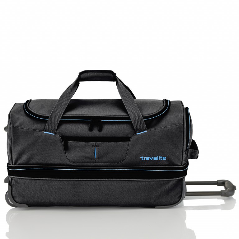 Reisetasche Basics Schwarz Blau, Farbe: schwarz, Marke: Travelite, EAN: 4027002056701, Abmessungen in cm: 55x32x29, Bild 2 von 5