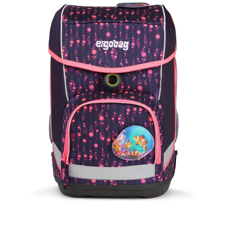 Schulranzen Cubo Lumi Edition Set 5-teilig Modell 2022 Bärmuda Viereck, Farbe: flieder/lila, Marke: Ergobag, EAN: 4057081119608, Abmessungen in cm: 25x40x20, Bild 2 von 7