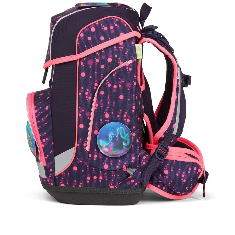 Schulranzen Cubo Lumi Edition Set 5-teilig Modell 2022 Bärmuda Viereck, Farbe: flieder/lila, Marke: Ergobag, EAN: 4057081119608, Abmessungen in cm: 25x40x20, Bild 4 von 7