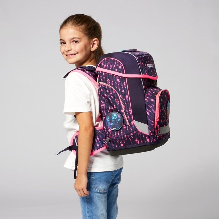 Schulranzen Cubo Lumi Edition Set 5-teilig Modell 2022 Bärmuda Viereck, Farbe: flieder/lila, Marke: Ergobag, EAN: 4057081119608, Abmessungen in cm: 25x40x20, Bild 6 von 7