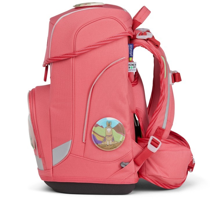 Schulranzen Cubo Eco Hero Edition Set 5-teilig Modell 2022 Lamas in Bärjamas, Farbe: rosa/pink, Marke: Ergobag, EAN: 4057081119684, Abmessungen in cm: 25x40x20, Bild 4 von 11