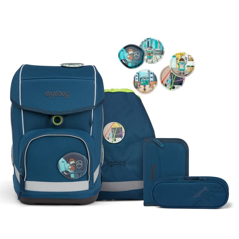 Schulranzen Cubo Eco Hero Edition Set 5-teilig Modell 2022 RobotBär, Farbe: blau/petrol, Marke: Ergobag, EAN: 4057081119691, Abmessungen in cm: 25x40x20, Bild 1 von 11