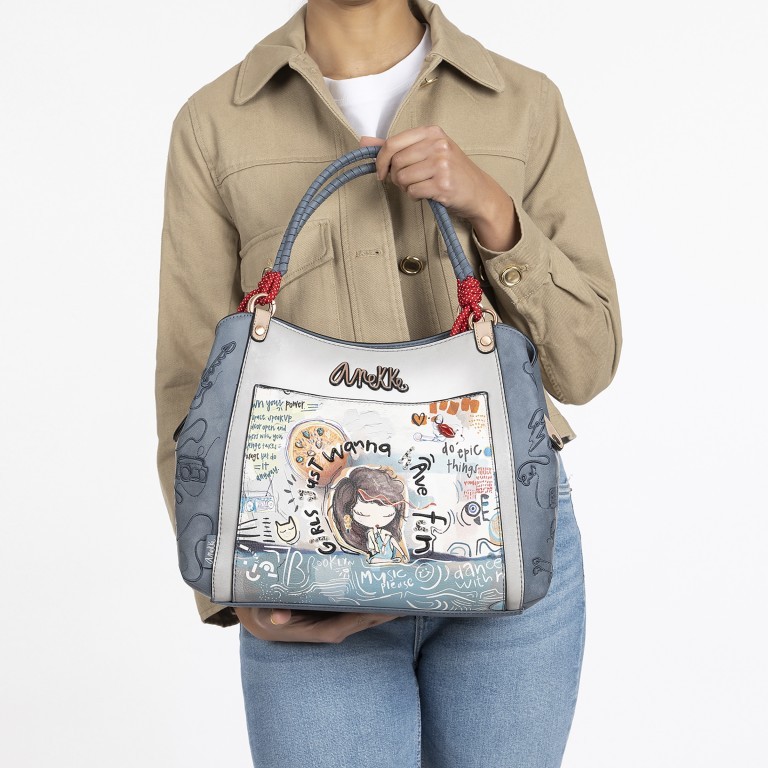 Handtasche Fun & Music Shorthandle Bag Hellblau, Farbe: blau/petrol, Marke: Anekke, EAN: 8434172156302, Abmessungen in cm: 34x280x14, Bild 6 von 11