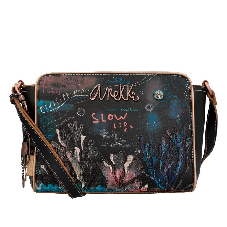 Umhängetasche Mediterranean Crossbody Bag Schwarz, Farbe: schwarz, Marke: Anekke, EAN: 8434172175303, Abmessungen in cm: 26x19x9, Bild 1 von 7