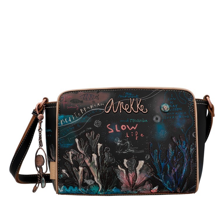 Umhängetasche Mediterranean Crossbody Bag Schwarz, Farbe: schwarz, Marke: Anekke, EAN: 8434172175303, Abmessungen in cm: 26x19x9, Bild 2 von 7