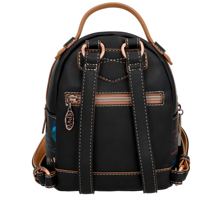 Rucksack Mediterranean Backpack Schwarz, Farbe: schwarz, Marke: Anekke, EAN: 8434172175709, Abmessungen in cm: 17x21x10, Bild 3 von 6