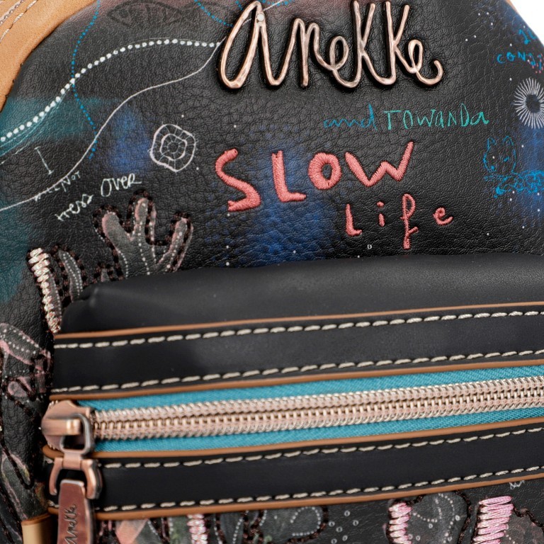 Rucksack Mediterranean Backpack Schwarz, Farbe: schwarz, Marke: Anekke, EAN: 8434172175709, Abmessungen in cm: 17x21x10, Bild 6 von 6