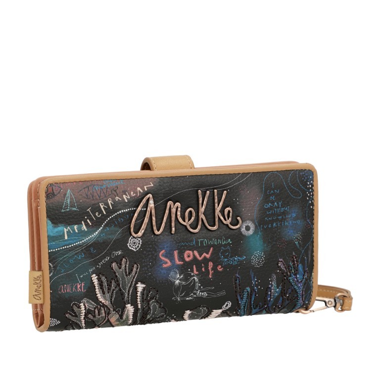 Geldbörse Mediterranean Wallet mit Handschlaufe Black, Farbe: schwarz, Marke: Anekke, EAN: 8434172175907, Abmessungen in cm: 18.5x10x3, Bild 2 von 8