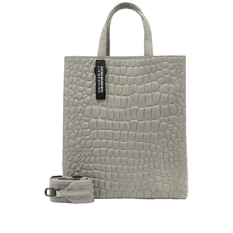Handtasche Paper Bag Tote M Waxy Kroko Titan, Farbe: grau, Marke: Liebeskind Berlin, EAN: 4064657019224, Abmessungen in cm: 29x35x14.5, Bild 1 von 5