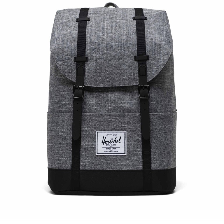 Rucksack Retreat Eco Rubber Straps Volumen 18 Liter Raven Crosshatch, Farbe: schwarz, Marke: Herschel, EAN: 0828432551354, Abmessungen in cm: 34x46x12, Bild 1 von 6