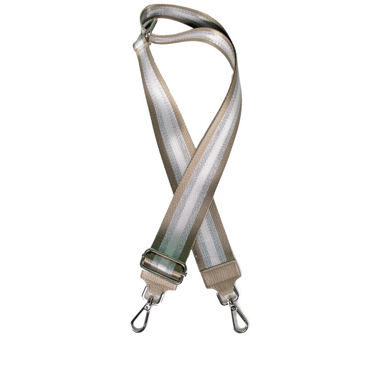 Schulterriemen Silberstreifen Silberkarabiner Taupe, Farbe: taupe/khaki, Marke: Hausfelder Manufaktur, EAN: 4065646009103, Bild 1 von 2