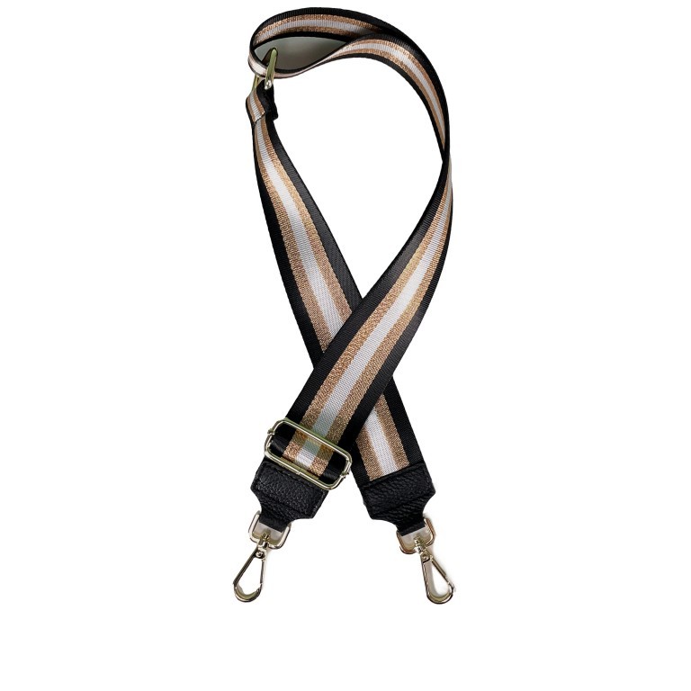 Schulterriemen Goldstreifen Goldkarabiner Schwarz, Farbe: schwarz, Marke: Hausfelder Manufaktur, EAN: 4065646009141, Bild 1 von 2