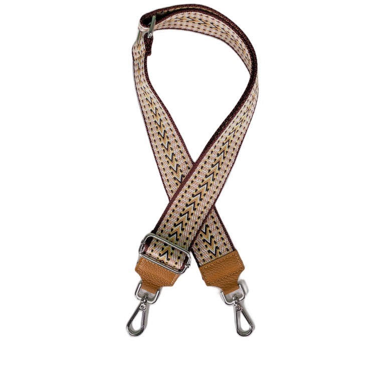 Schulterriemen Bordüre Silberkarabiner Cognac, Farbe: cognac, Marke: Hausfelder Manufaktur, EAN: 4065646009578, Bild 1 von 2