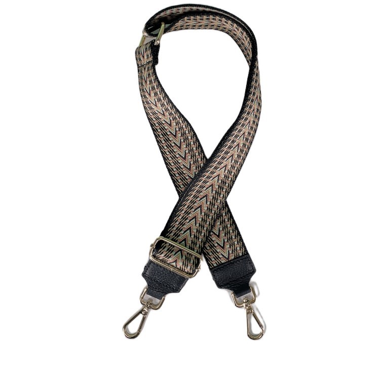 Schulterriemen Bordüre Goldkarabiner Schwarz, Farbe: schwarz, Marke: Hausfelder Manufaktur, EAN: 4065646009615, Bild 1 von 2