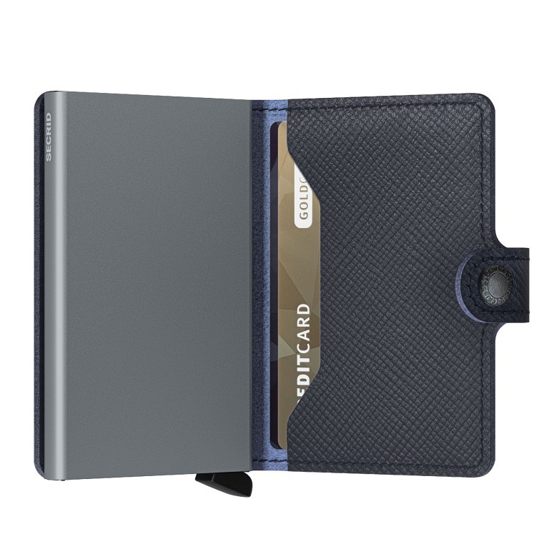 Geldbörse Miniwallet Saffiano mit RFID-Schutz Navy, Farbe: blau/petrol, Marke: Secrid, EAN: 8718215288442, Abmessungen in cm: 6.8x10.2x1.6, Bild 4 von 5