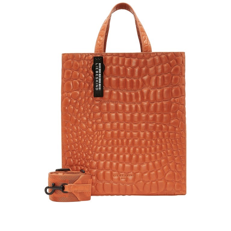 Handtasche Paper Bag Tote M Waxy Kroko Dark Mandarine, Farbe: orange, Marke: Liebeskind Berlin, EAN: 4064657033916, Abmessungen in cm: 29x35x14.5, Bild 1 von 7