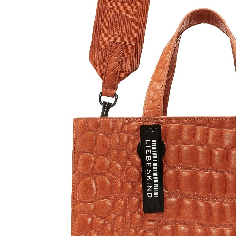 Handtasche Paper Bag Tote M Waxy Kroko Dark Mandarine, Farbe: orange, Marke: Liebeskind Berlin, EAN: 4064657033916, Abmessungen in cm: 29x35x14.5, Bild 7 von 7