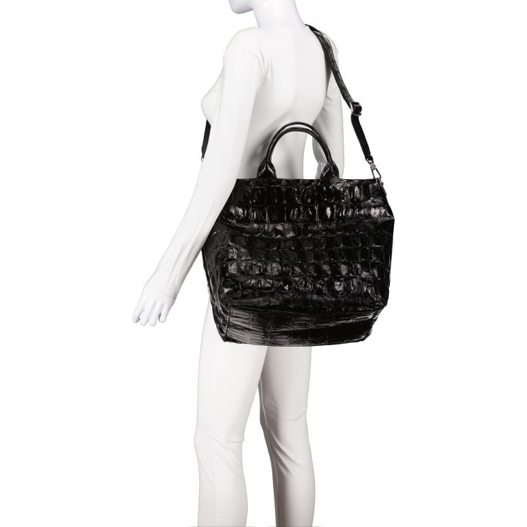 Handtasche Kroko Primitivo Kaia Big Black Nickel, Farbe: schwarz, Marke: Abro, EAN: 4061724929448, Abmessungen in cm: 32x32.5x21, Bild 5 von 6