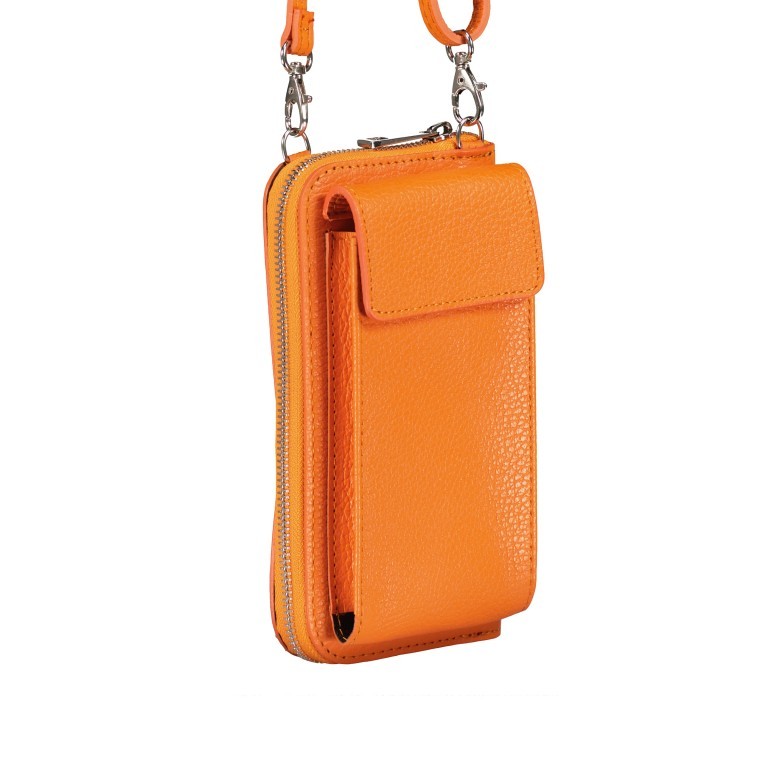 Handytasche Dollaro mit Schulterriemen Hellorange, Farbe: orange, Marke: Hausfelder Manufaktur, EAN: 4065646010369, Abmessungen in cm: 11x20x4.5, Bild 2 von 6