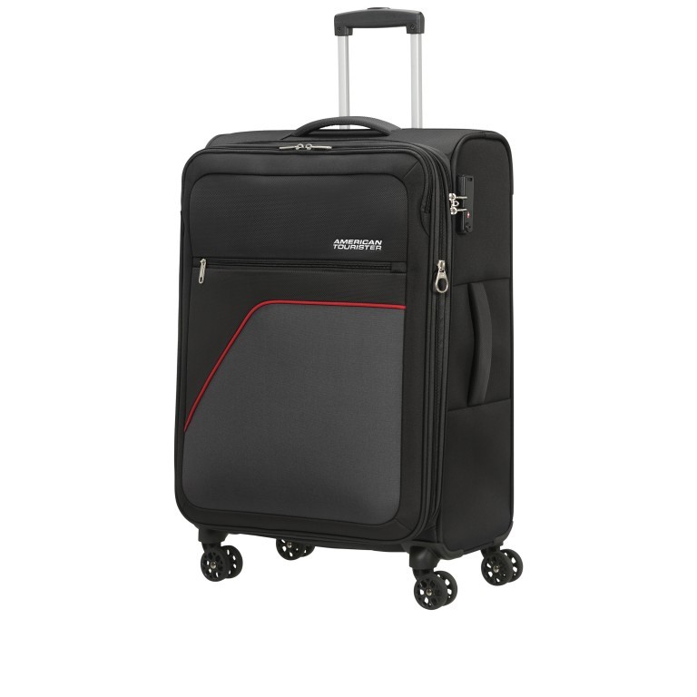 Koffer Sky Surfer Spinner M Expandable Black Red, Farbe: schwarz, Marke: American Tourister, EAN: 5400520120083, Abmessungen in cm: 42x66x24, Bild 1 von 6