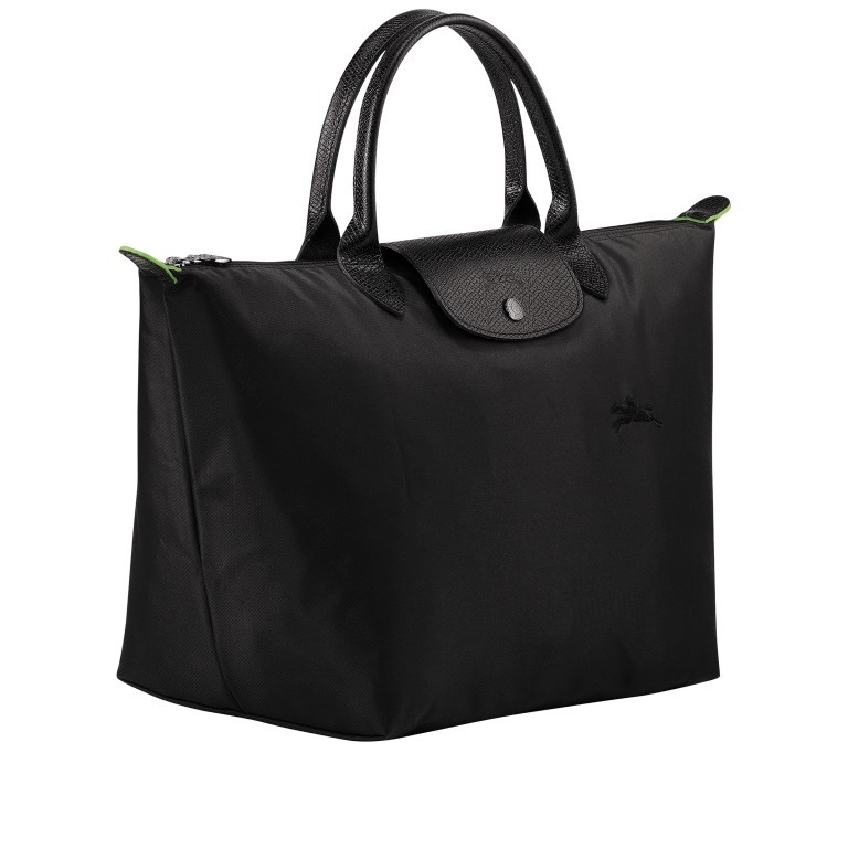 Handtasche Le Pliage Green Handtasche M Schwarz, Farbe: schwarz, Marke: Longchamp, EAN: 3597922140800, Abmessungen in cm: 30x28x20, Bild 2 von 6