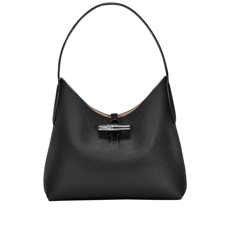 Beuteltasche Roseau Shopper M Black, Farbe: schwarz, Marke: Longchamp, EAN: 3597922147649, Abmessungen in cm: 27x25x11, Bild 1 von 5