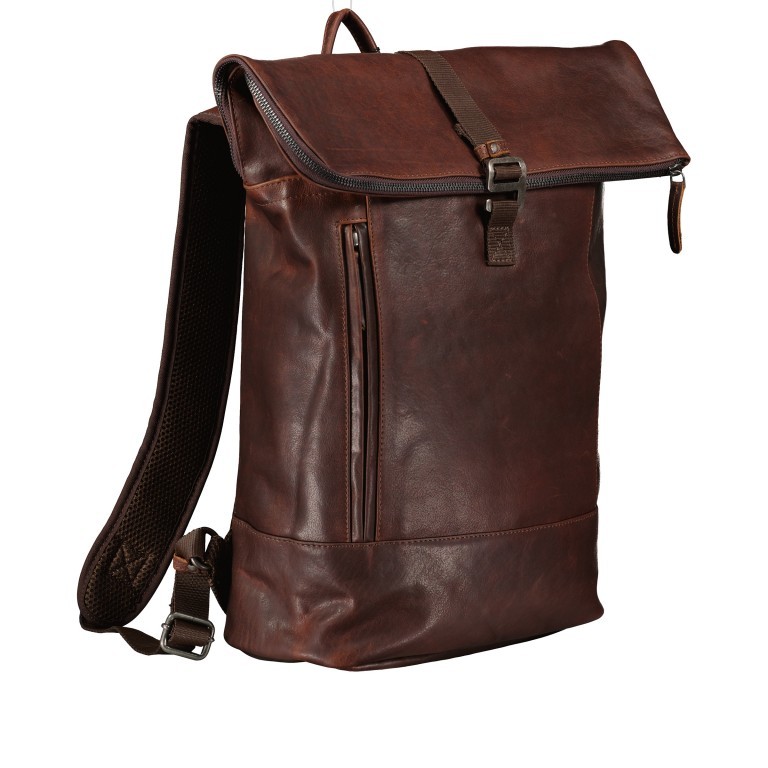 Rucksack Vintage 3.0 mit Rolltop Braun, Farbe: braun, Marke: Hausfelder Manufaktur, EAN: 4065646007055, Abmessungen in cm: 28x42x12.5, Bild 2 von 8