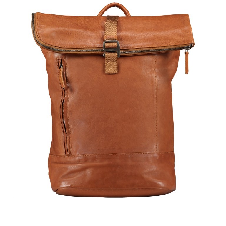 Rucksack Vintage 3.0 mit Rolltop Cognac, Farbe: cognac, Marke: Hausfelder Manufaktur, EAN: 4065646007062, Abmessungen in cm: 28x42x12.5, Bild 1 von 8