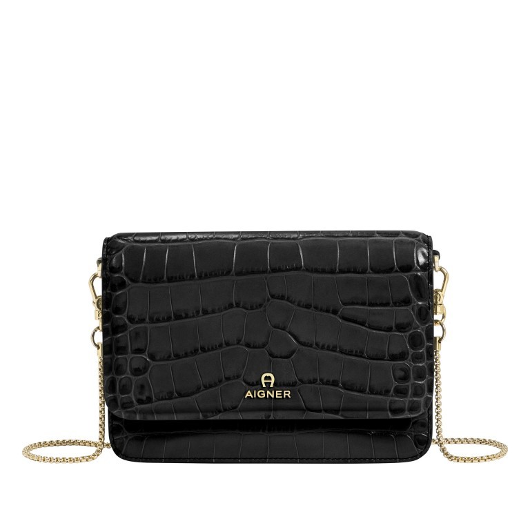 Umhängetasche / Clutch Kroko 156-758 Black, Farbe: schwarz, Marke: AIGNER, EAN: 4055539452765, Abmessungen in cm: 19.5x13.5x4, Bild 1 von 3