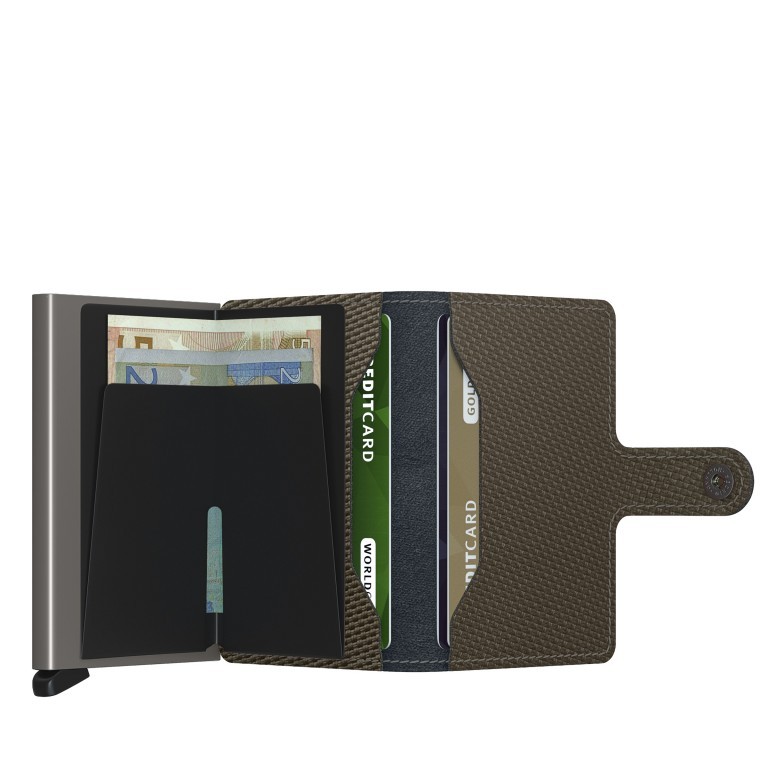 Geldbörse Miniwallet Carbon mit RFID-Schutz Khaki, Farbe: taupe/khaki, Marke: Secrid, EAN: 8718215289586, Abmessungen in cm: 6.8x10.2x1.6, Bild 3 von 5