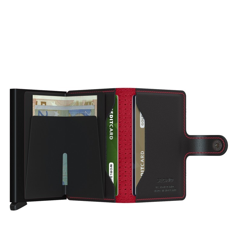Geldbörse Miniwallet Perforated Black Red, Farbe: anthrazit, Marke: Secrid, EAN: 8718215289814, Abmessungen in cm: 6.8x10.2x2.1, Bild 3 von 5