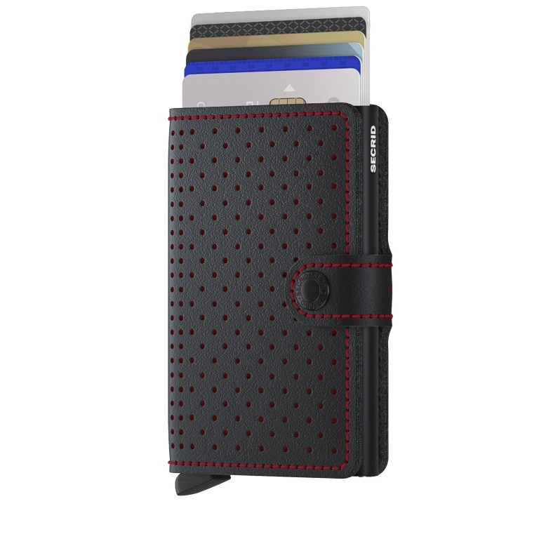 Geldbörse Miniwallet Perforated Black Red, Farbe: anthrazit, Marke: Secrid, EAN: 8718215289814, Abmessungen in cm: 6.8x10.2x2.1, Bild 5 von 5