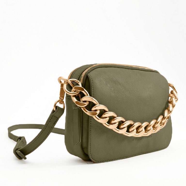 Umhängetasche Chain Reaction Emily Chain Soft Grainy Musty Green, Farbe: grün/oliv, Marke: Les Visionnaires, EAN: 4260711679223, Abmessungen in cm: 26x16x8, Bild 2 von 9