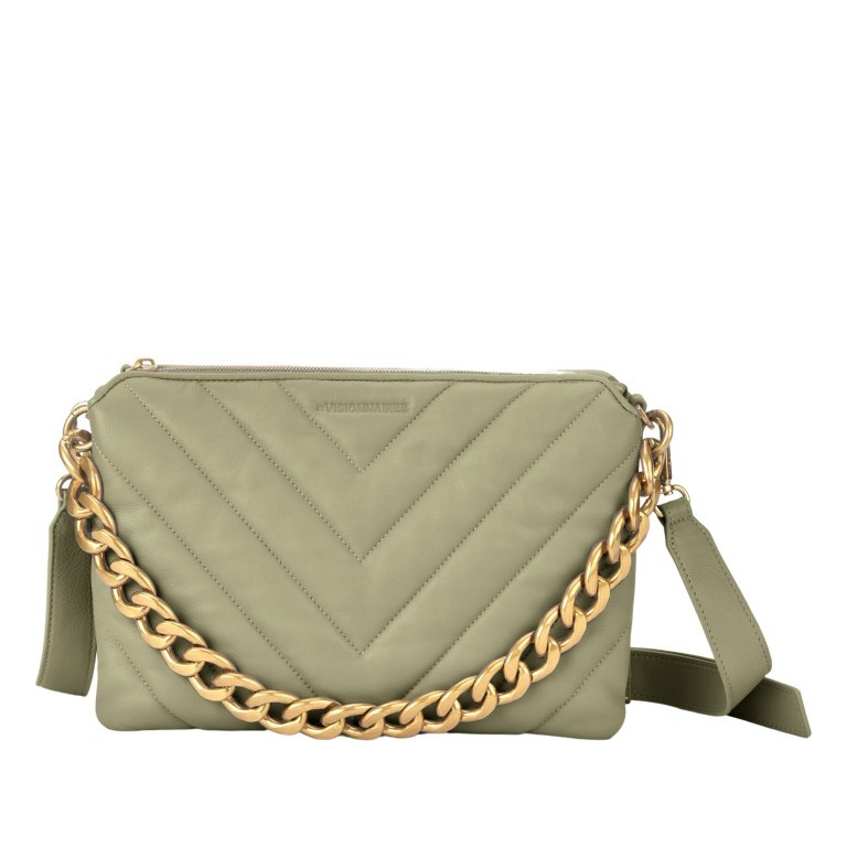 Umhängetasche / Clutch Quilting Vera Silky Leather Sage Green, Farbe: grün/oliv, Marke: Les Visionnaires, EAN: 4260711676970, Abmessungen in cm: 33x23x7, Bild 1 von 6