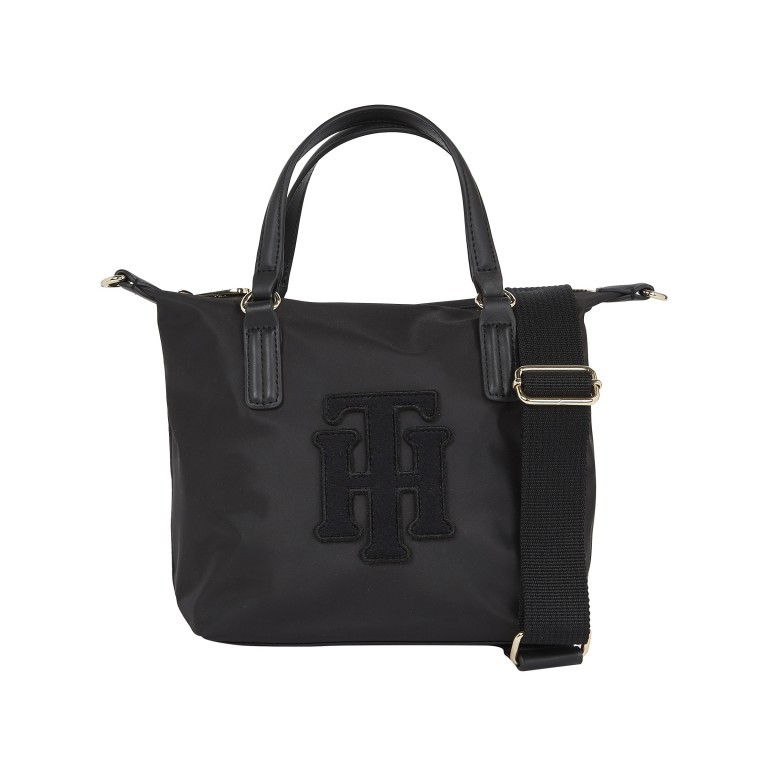 Tasche Poppy Small Tote Applique Black, Farbe: schwarz, Marke: Tommy Hilfiger, EAN: 8720641959490, Abmessungen in cm: 22.5x20x14, Bild 1 von 5