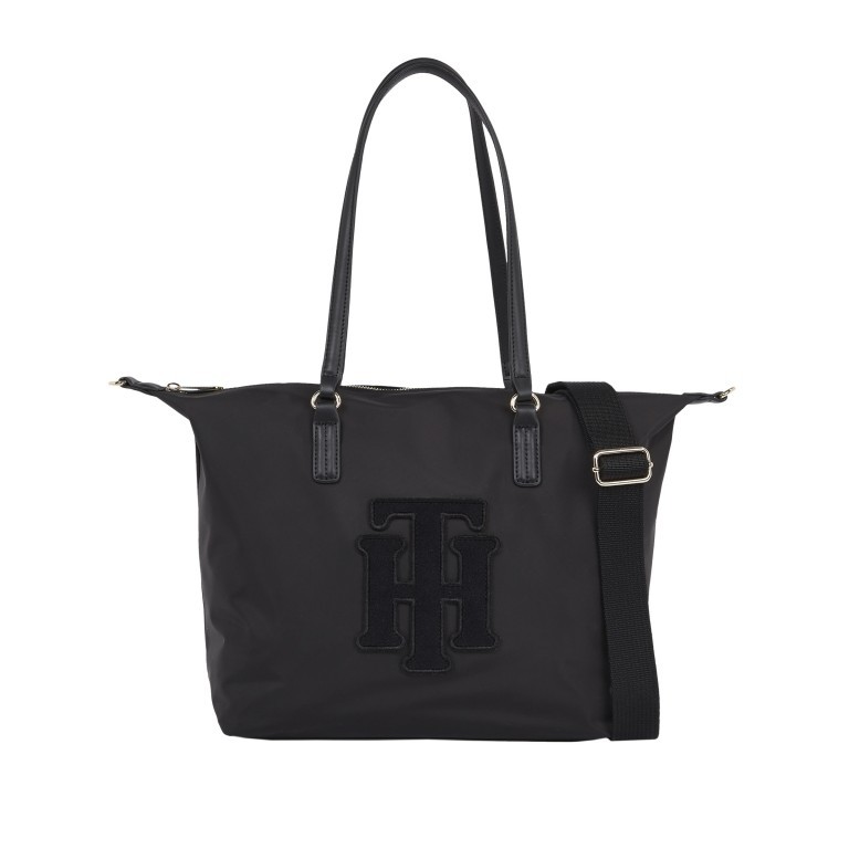Shopper Poppy Tote Applique Black, Farbe: schwarz, Marke: Tommy Hilfiger, EAN: 8720641959124, Abmessungen in cm: 48x32x14, Bild 1 von 5