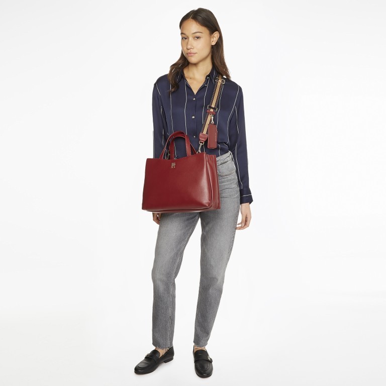 Handtasche Tommy Life Satchel Rouge, Farbe: rot/weinrot, Marke: Tommy Hilfiger, EAN: 8720641961264, Abmessungen in cm: 37x25x12, Bild 3 von 5