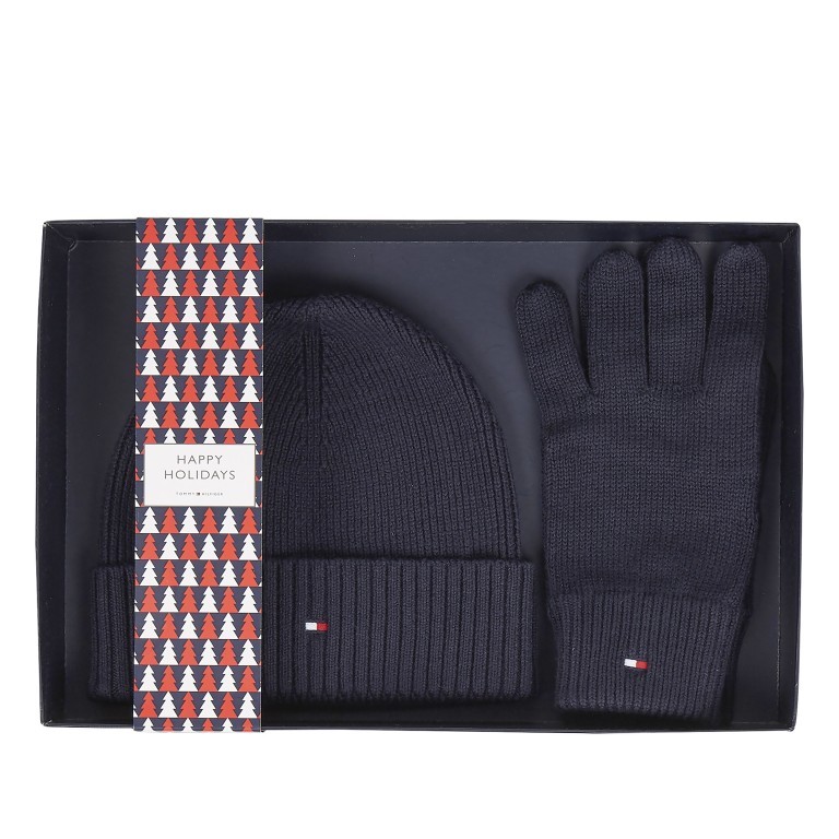 Mütze und Handschuhe Essential zweiteiliges Geschenkset Space Blue, Farbe: blau/petrol, Marke: Tommy Hilfiger, EAN: 8720641980074, Bild 1 von 2