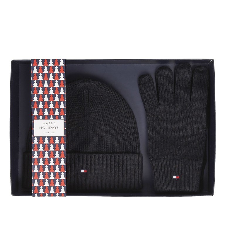Mütze und Handschuhe Essential zweiteiliges Geschenkset Black, Farbe: schwarz, Marke: Tommy Hilfiger, EAN: 8720641981903, Bild 1 von 2