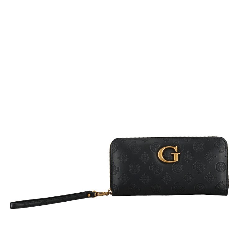 Geldbörse g vibes mit Handschlaufe Black Logo, Farbe: schwarz, Marke: Guess, EAN: 0190231634263, Abmessungen in cm: 21x10x2, Bild 1 von 5