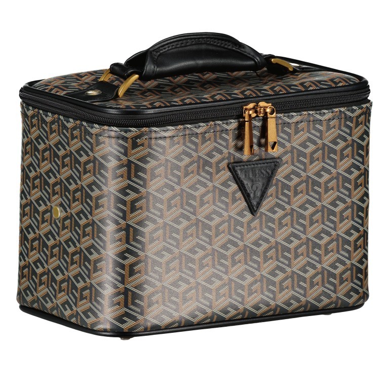 Kosmetikkoffer Wilder Travel Black Logo Cognac, Farbe: schwarz, Marke: Guess, EAN: 0190231659853, Abmessungen in cm: 21x28.5x19, Bild 2 von 5