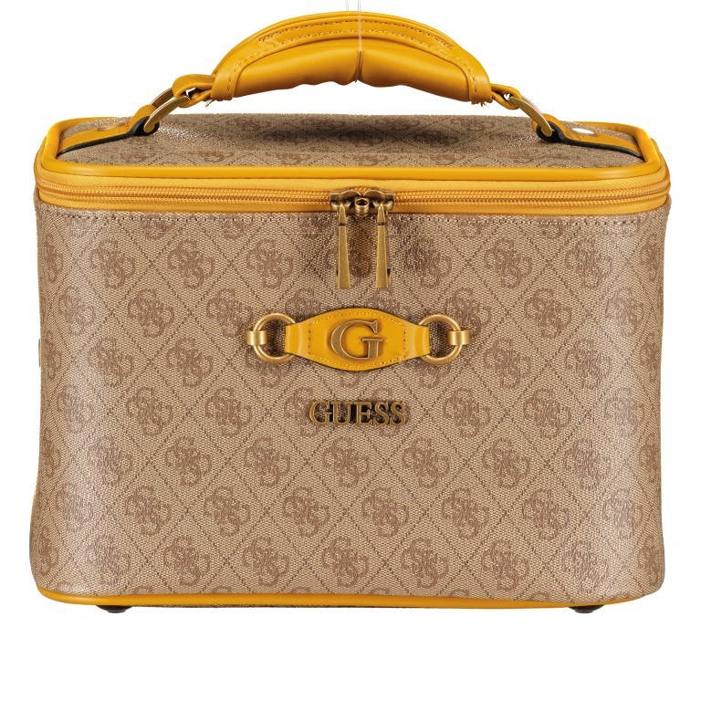 Kosmetikkoffer Izzy Latte Logo Yellow, Farbe: beige, Marke: Guess, EAN: 0190231659693, Abmessungen in cm: 28.5x21x18, Bild 1 von 5